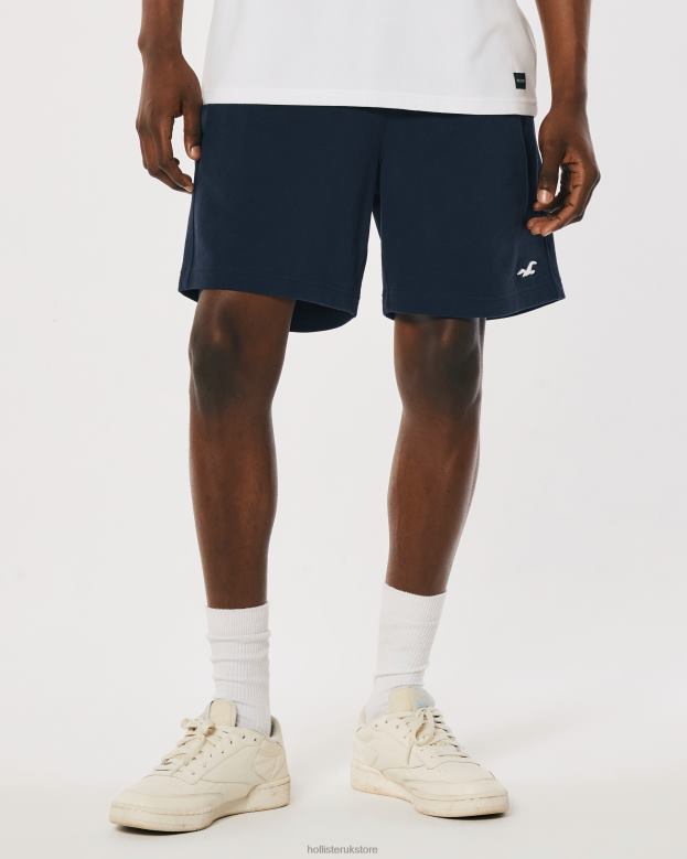 Bottoms Hollister Men Logo Icon Terry Fleece Shorts 7\\ 488201188 Navy